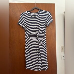 La Hearts Navy and White Striped T Shirt Dress